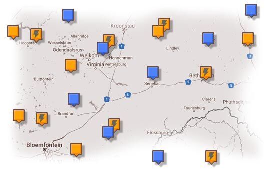 Map of Free State Accommodation